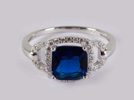 A Sapphire & White Cubic Zirconia Ring
