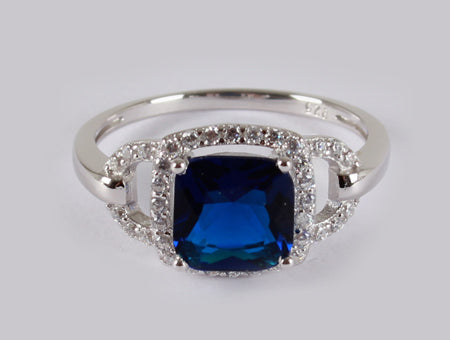 A Sapphire & White Cubic Zirconia Ring