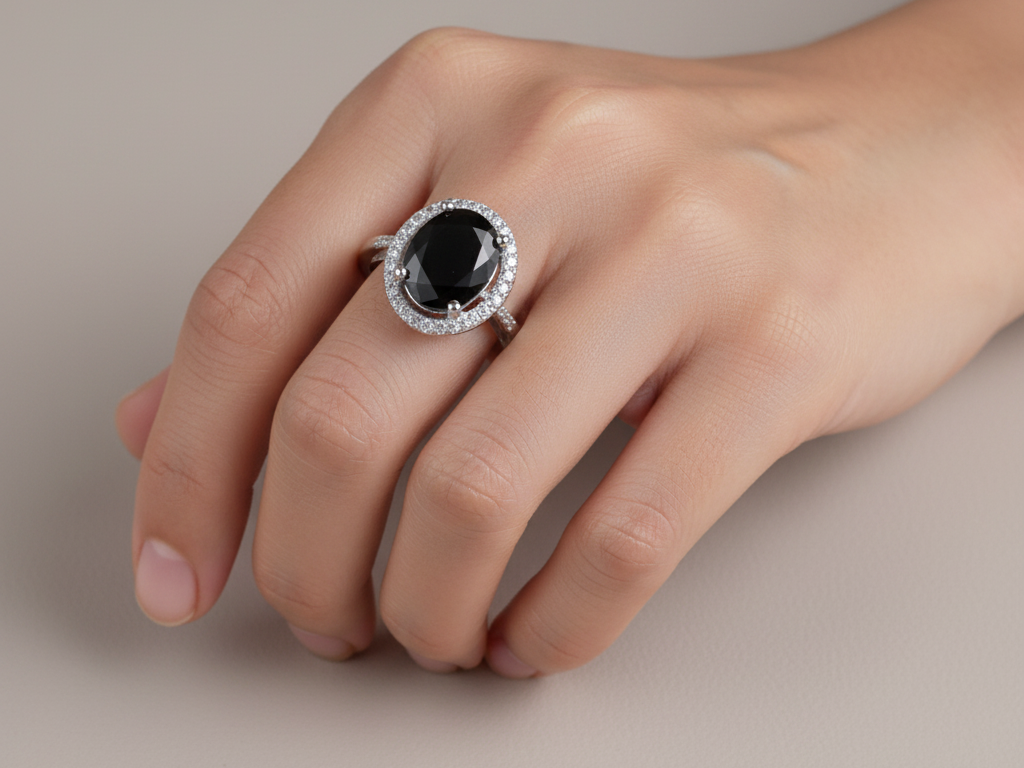 Black & White Cubic Zirconia Ring
