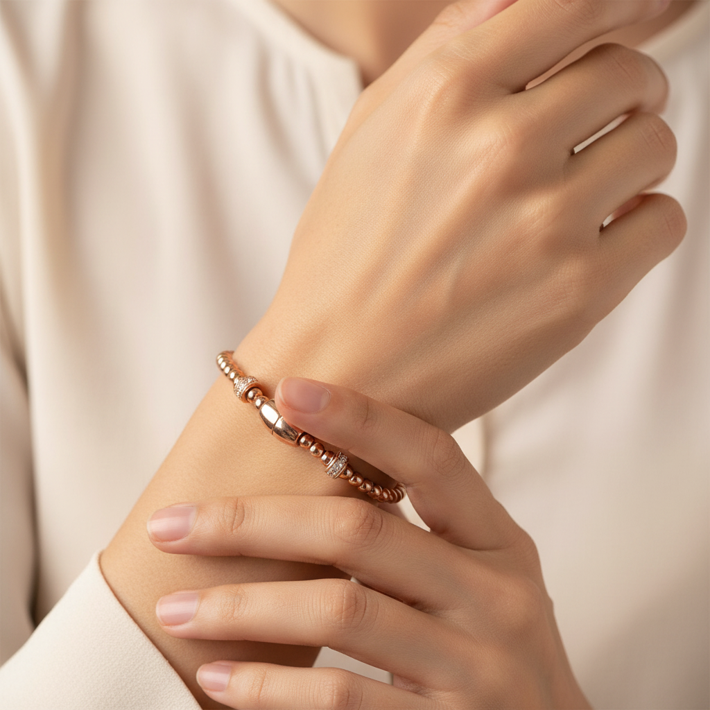 Silver with Rose Gold Plate  Bracelet