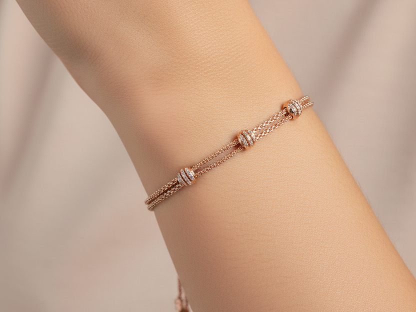 Silver with Rose Gold Plate  Bracelet