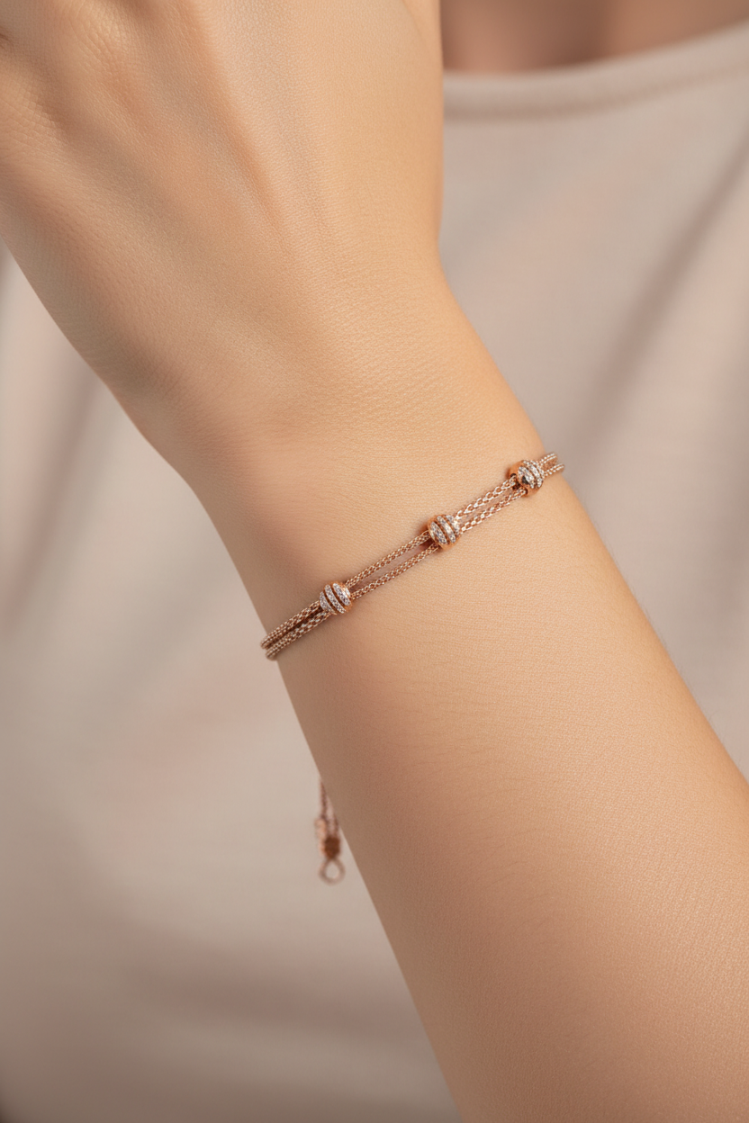 Silver with Rose Gold Plate  Bracelet