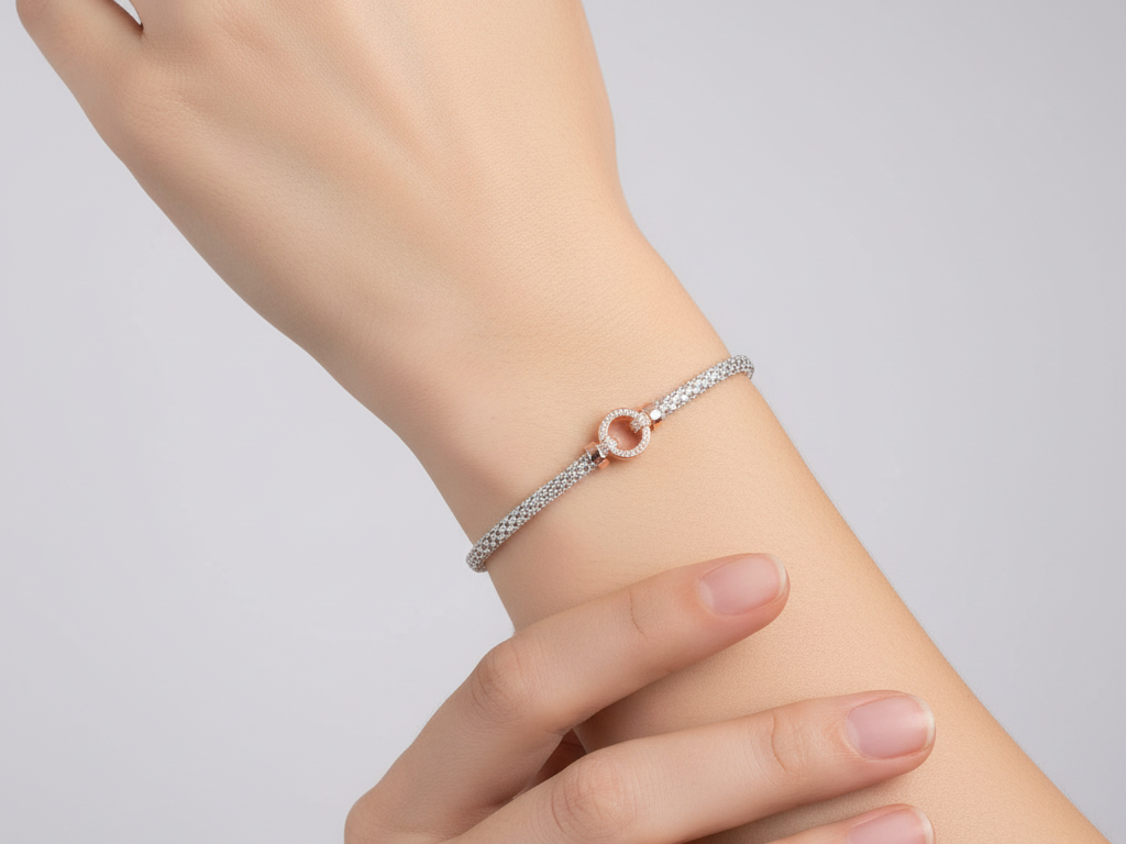 Silver with Rose Gold Plate  Bracelet