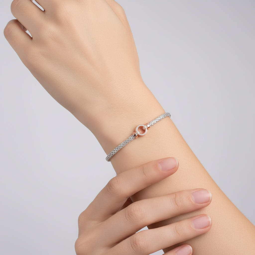 Silver with Rose Gold Plate  Bracelet