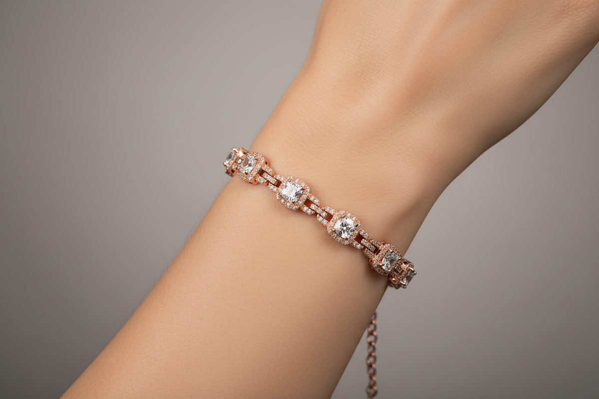 Silver with Rose Gold Plate  Bracelet