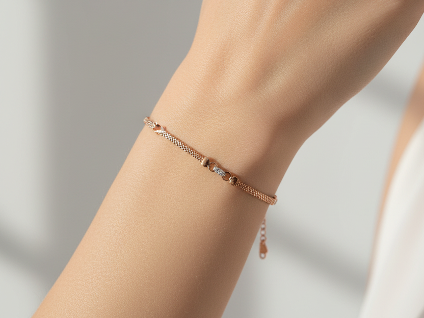 Silver with Rose Gold Plate  Bracelet