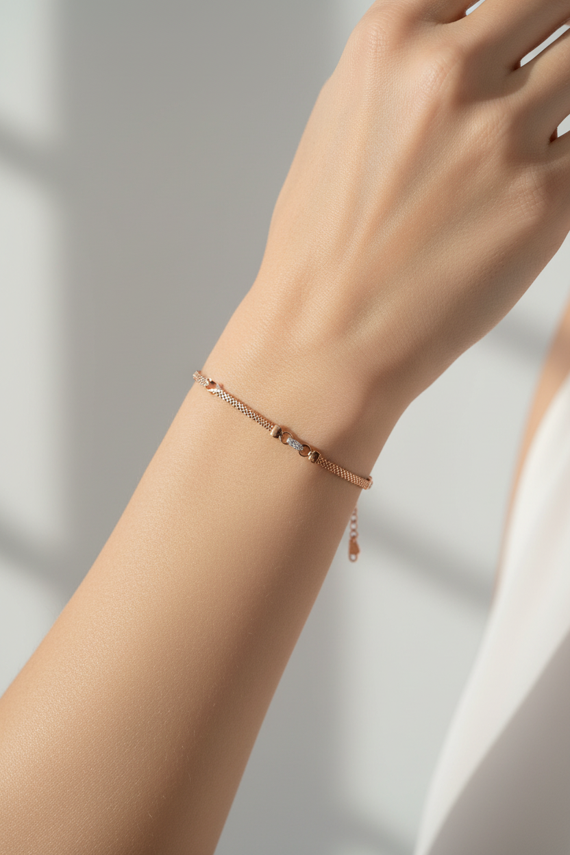 Silver with Rose Gold Plate  Bracelet
