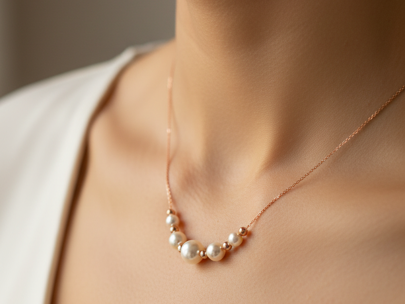 Rose Gold with Pearl Necklace